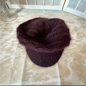 Rabbit fur brimmed beanie hat